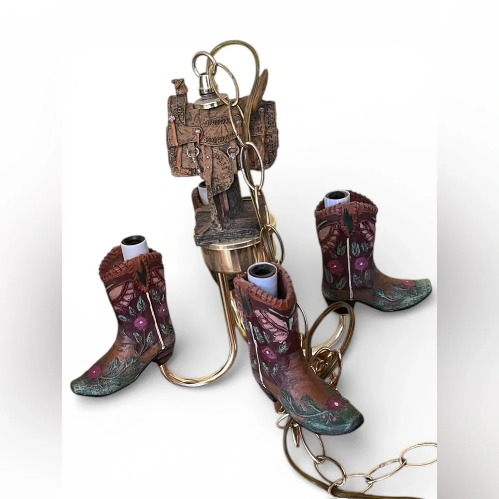 Rustic OOAK Cowboy Boot Chandelier - Picture 4 of 16